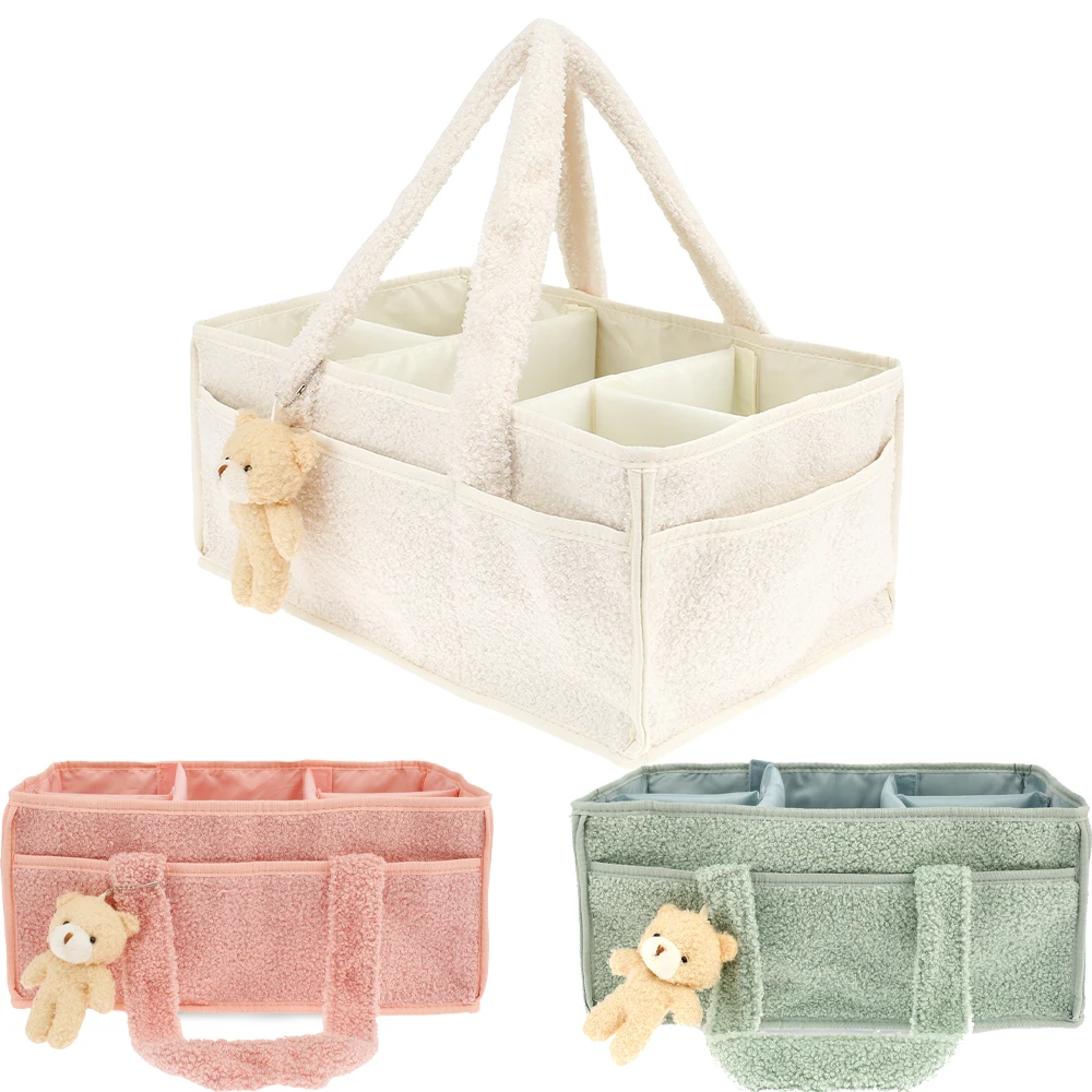 Diaper Caddy Organizer - Luiertas voor baby's, pluche luiersorganizer met