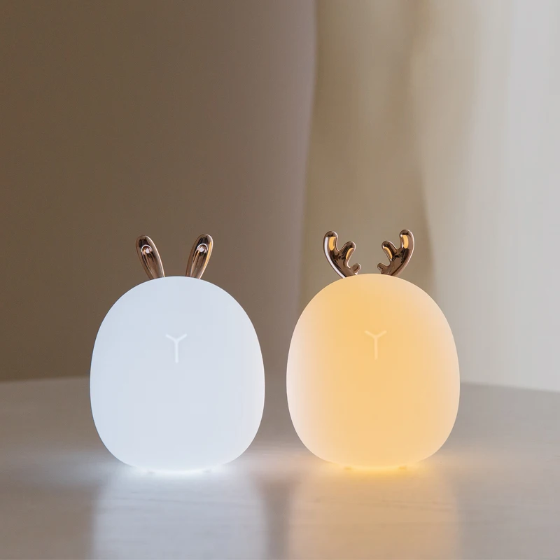 Baby Nursery Egg Light - Led Carton Hert Konijn Siliconen Nachtlampje