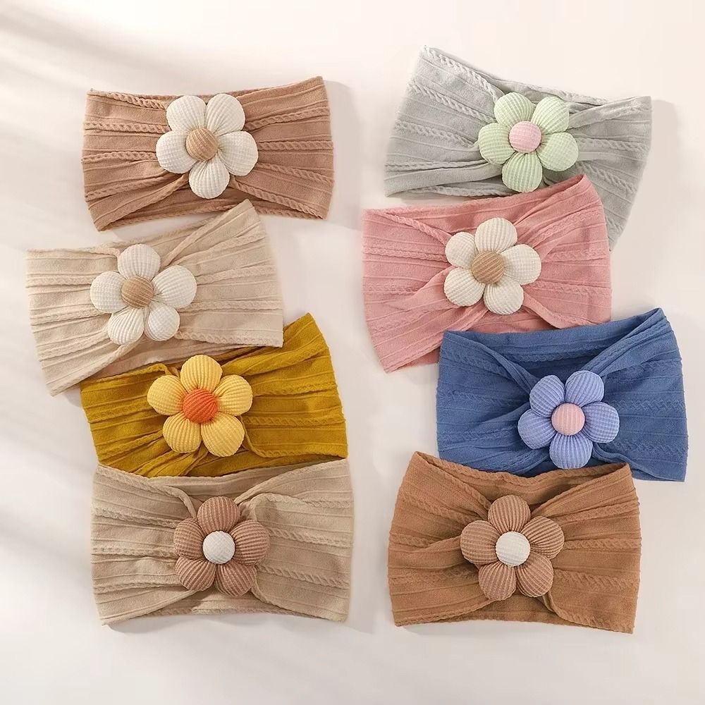 Baby Wrap Stretchy - Schattige bloemen baby brede hoofdband zacht