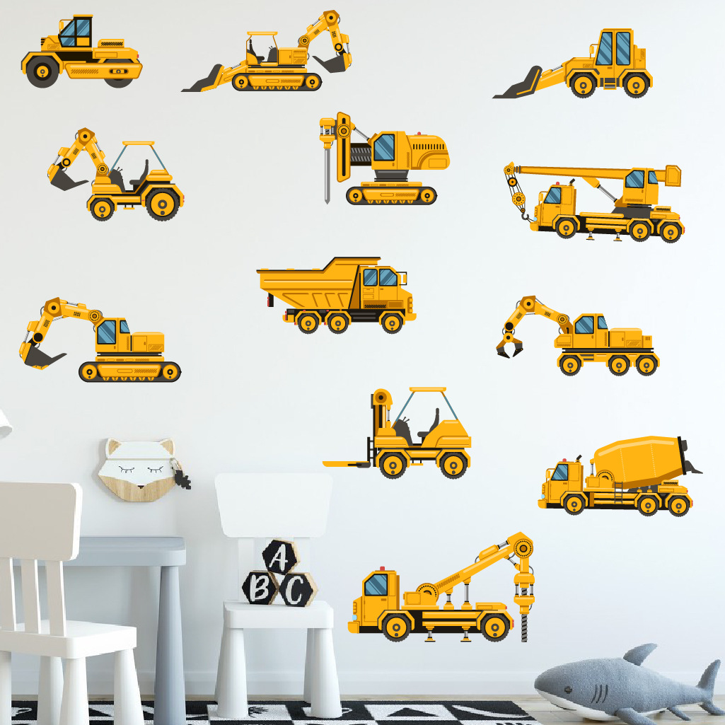 Baby Nursery Design - Cartoon graafmachine techniek auto muursticker zelfklevende