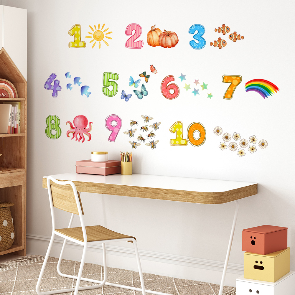 Baby Nursery Design - Cartoon digitale dieren muursticker baby kinderen