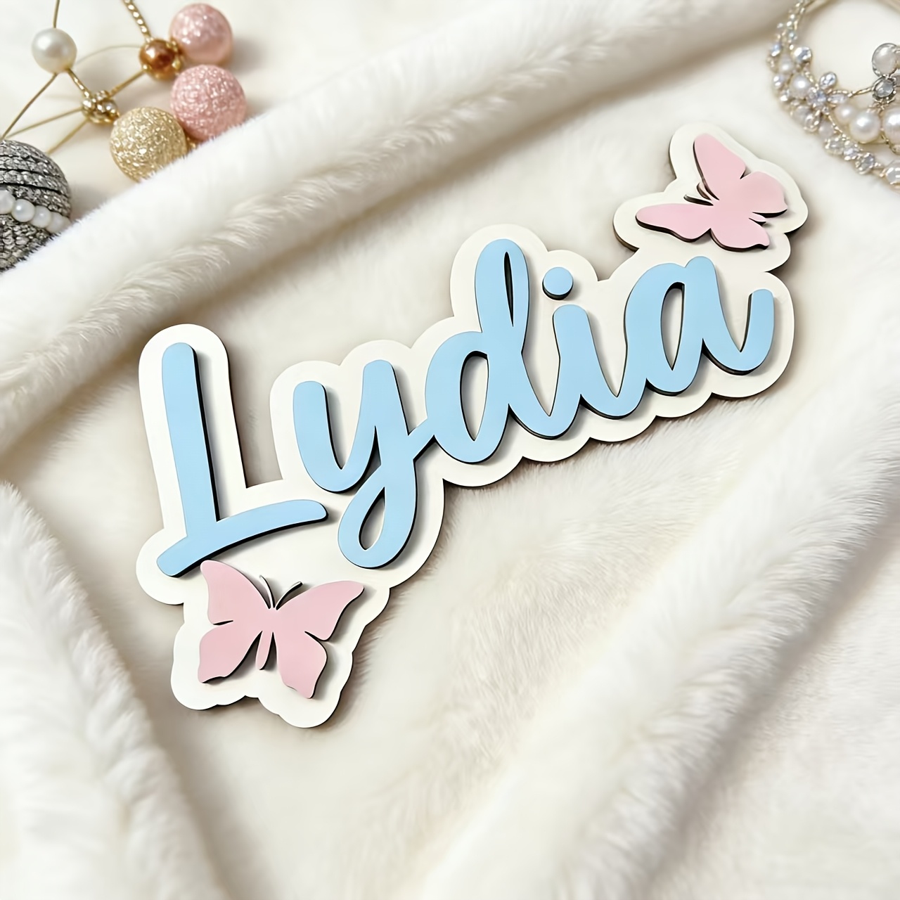 Baby Nursery Gifts - Gepersonaliseerde blauwe en roze vlinder naamkamerbord,