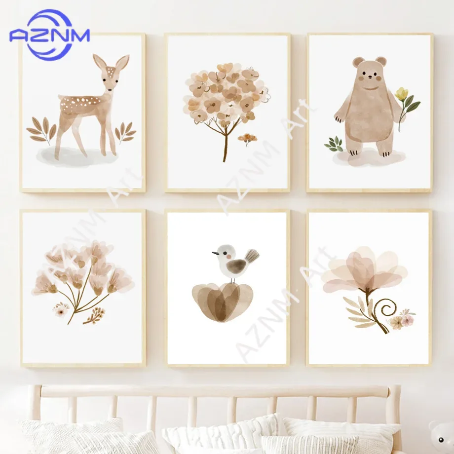 Baby Nursery Pictures - Boho kinderkamer wanddecoratie canvas - schattige