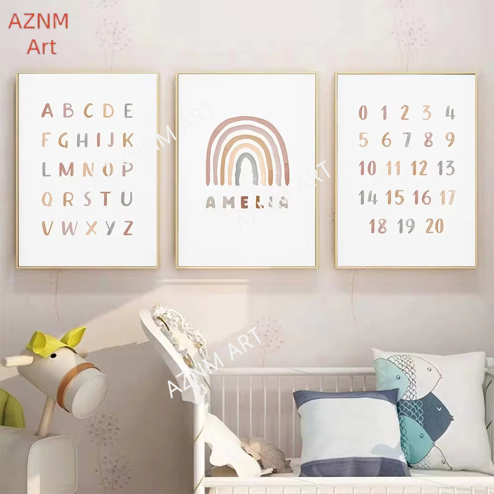 Baby Nursery Pictures - 1/3 STKS, Poster Custom ABC 123