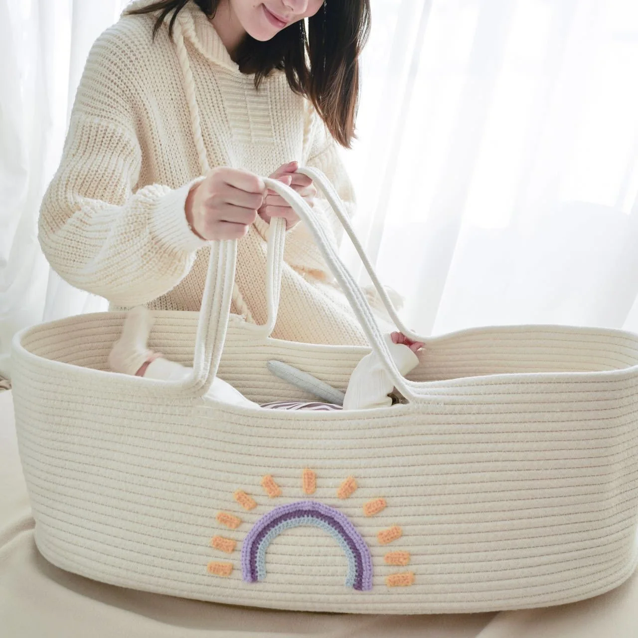Baby Nursery Basket - Draagbare babydraagmand wieg voor pasgeboren geweven