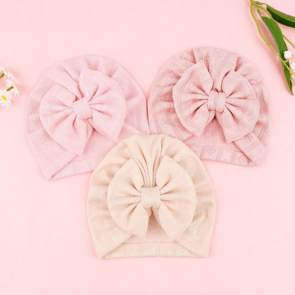 Baby Wrap Stretchy - Schattige gebreide baby-turbanhoed, ademend, met strikdesign,