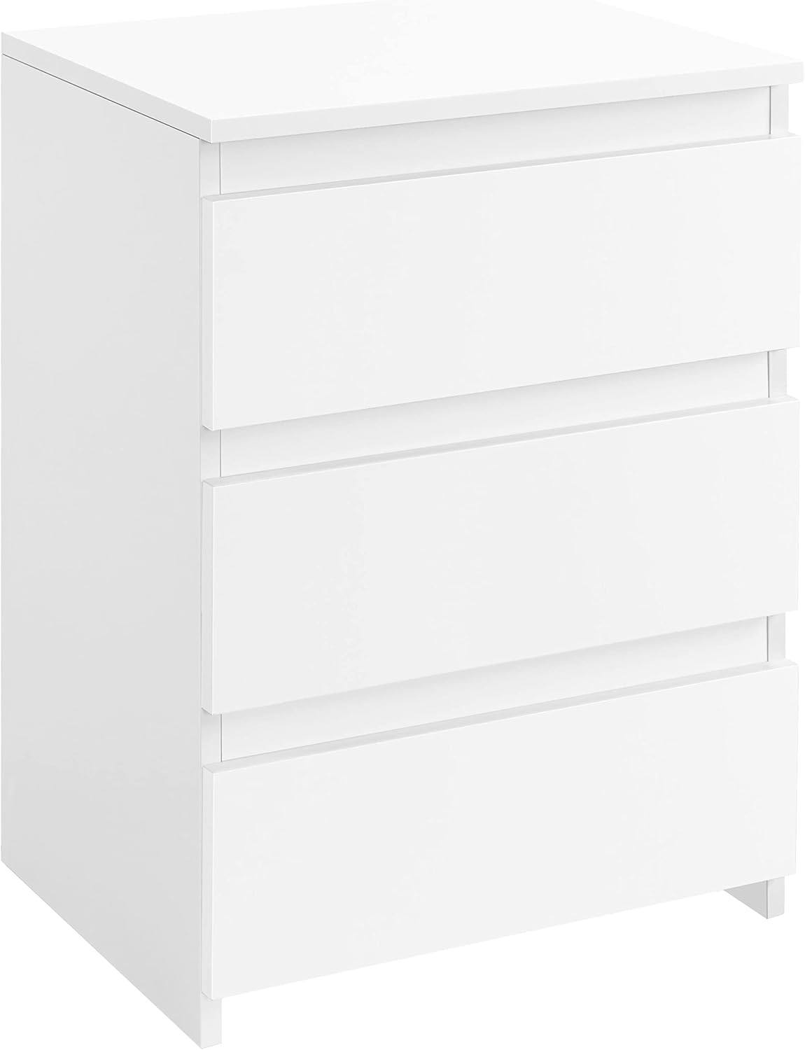 Drawer Dresser White - Klein nachtkastje met 3 laden, slaapkameropbergkast,
