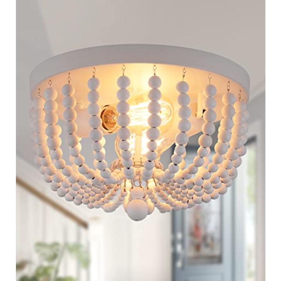 Baby Nursery Light Fixture - Inbouw plafondlampen, 2-lichts houten kralen boho