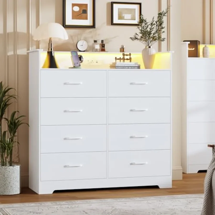 Drawer Dresser White - Dressoir met 8 lades, voorzien van