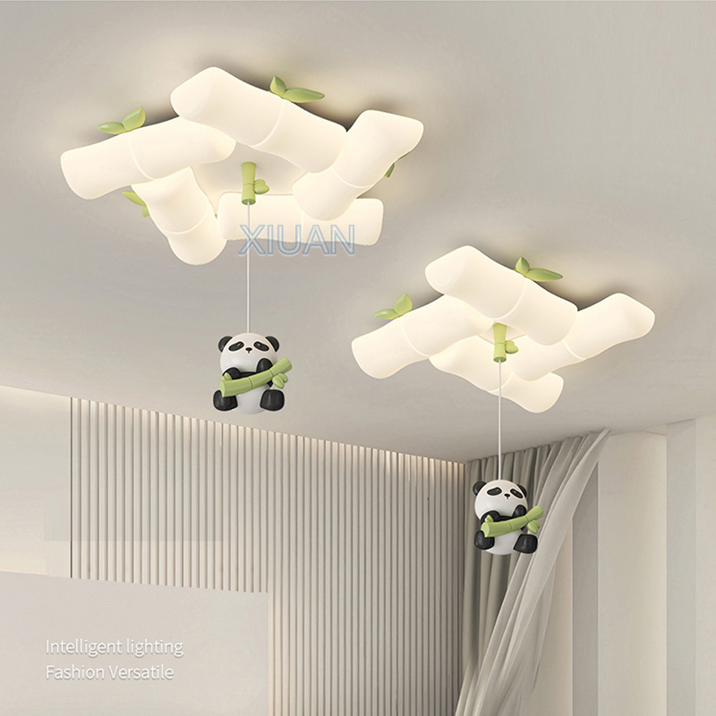 Baby Nursery Light Fixture - Nieuwe Chinese Panda Plafondlampen Bamboe Schansen
