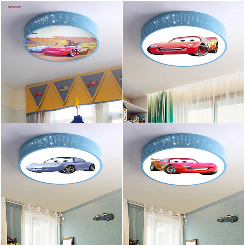 Baby Nursery Light Fixture - Cartoon Auto Ronde Led Plafondlamp Verwisselbare
