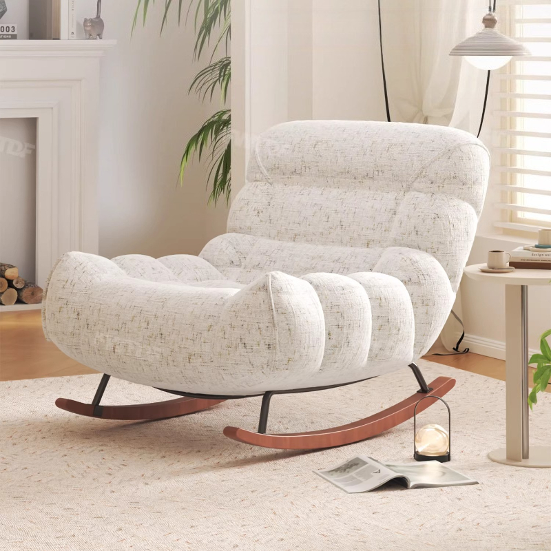 Baby Nursery Rocking Chair - Chenille relaxfauteuil met hoge dichtheid schuim,