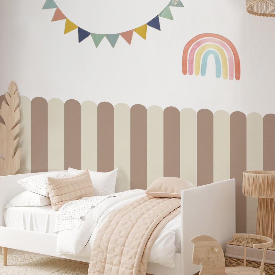Baby Nursery Pictures - Veelkleurig verticaal gestreept boogbehang kinderkamer kindermuurkunst