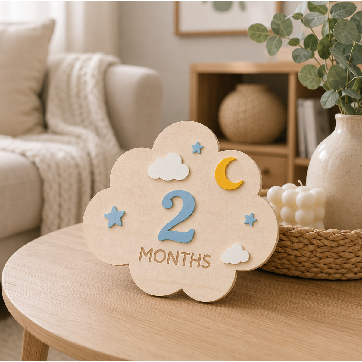 Milestone Card Set - 1-set houten baby-maandkaarten voor mijlposten, 1-12