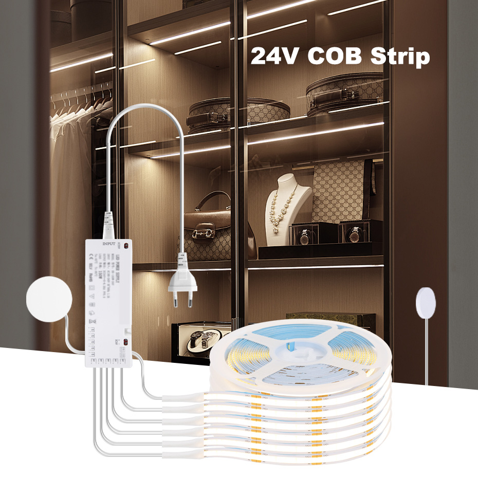 Drawer Dresser White - 24V COB LED-strip met EU/US/AU/UK-stekker Touch-dimmer
