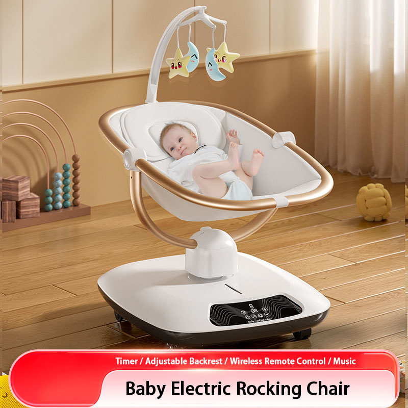 Baby Nursery Rocking Chair - Elektrische babywieg met timerfunctie, verstelbare rugleuning,