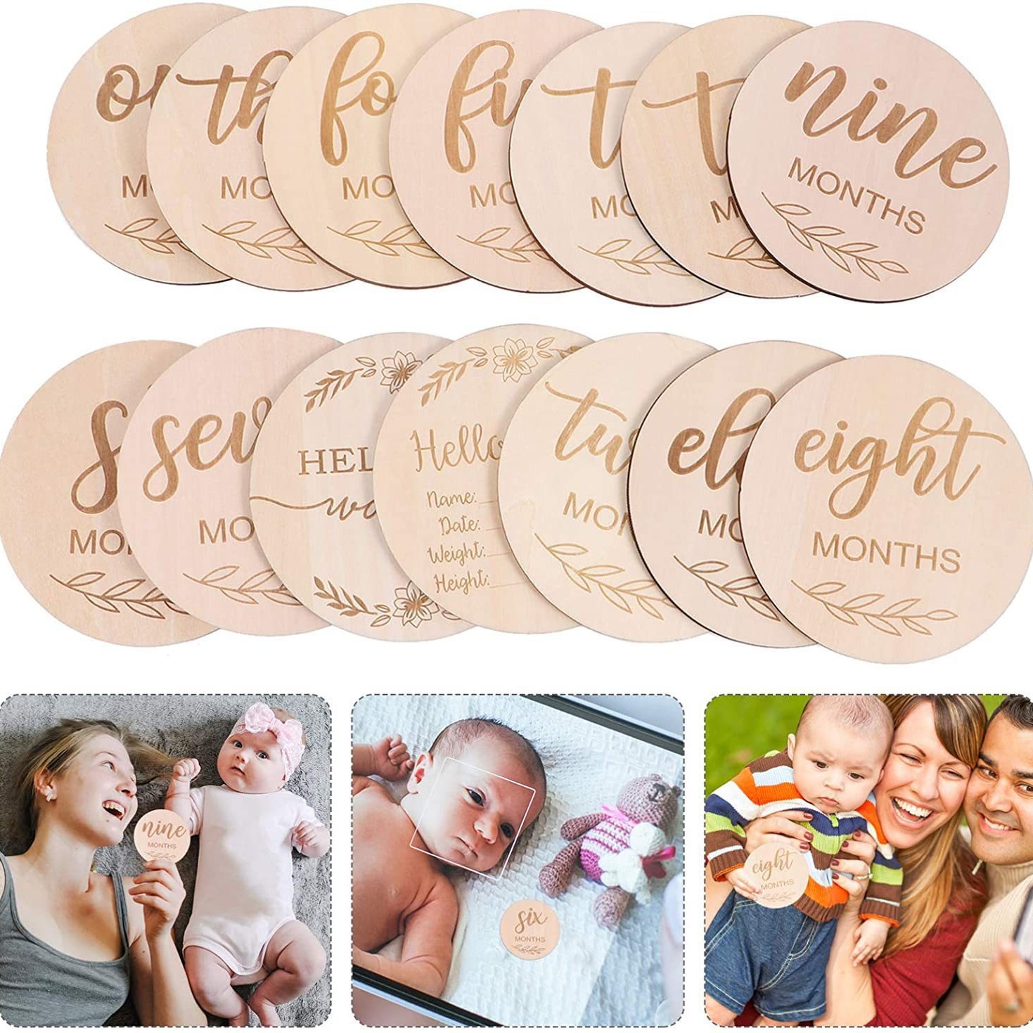 Houten houtsnipper maand souve - Milestone Card Set recensie en prijs