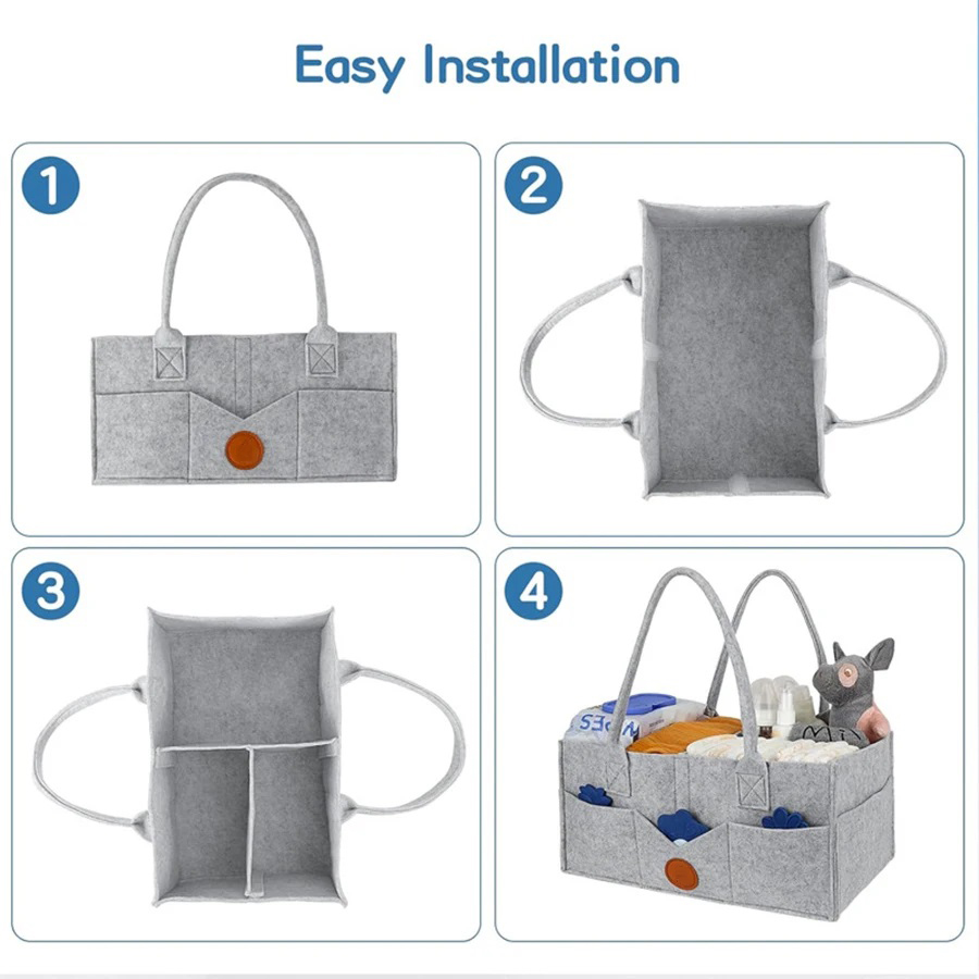Vilten luieropbergtas voor kin - Diaper Caddy Organizer recensie en prijs