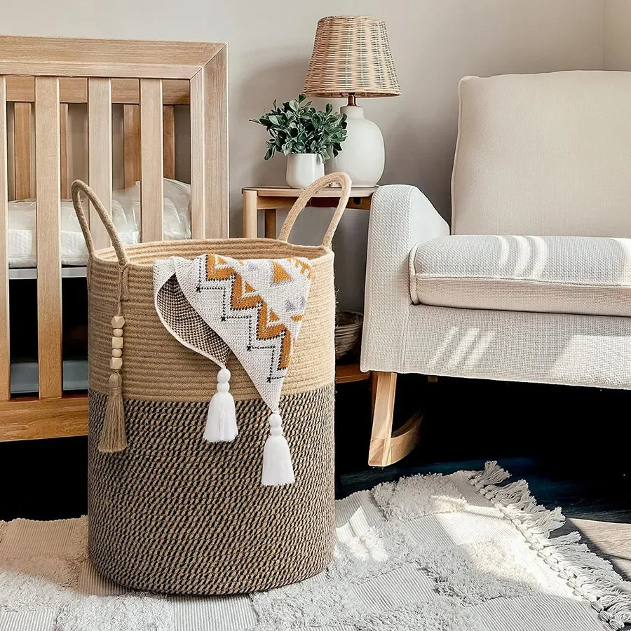 Grote opbergmand, hoge geweven - Baby Nursery Basket recensie en prijs