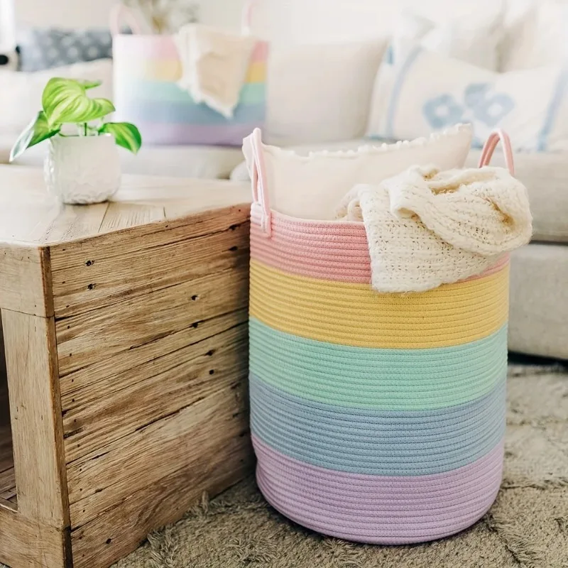 Grote regenbooggestreepte opbe - Baby Nursery Basket recensie en prijs