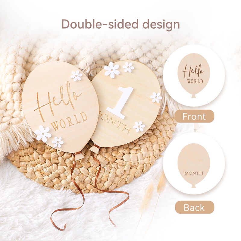 2 stuks baby houten ballon mij - Milestone Card Set recensie en prijs