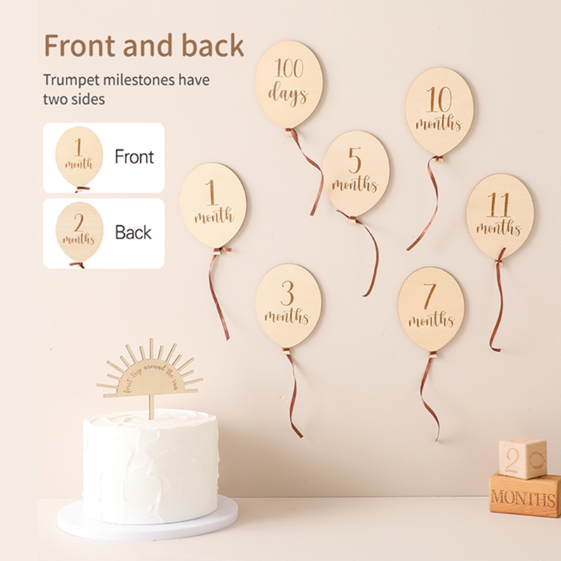 9 Stuks Baby Houten Ballon Mil - Milestone Card Set recensie en prijs