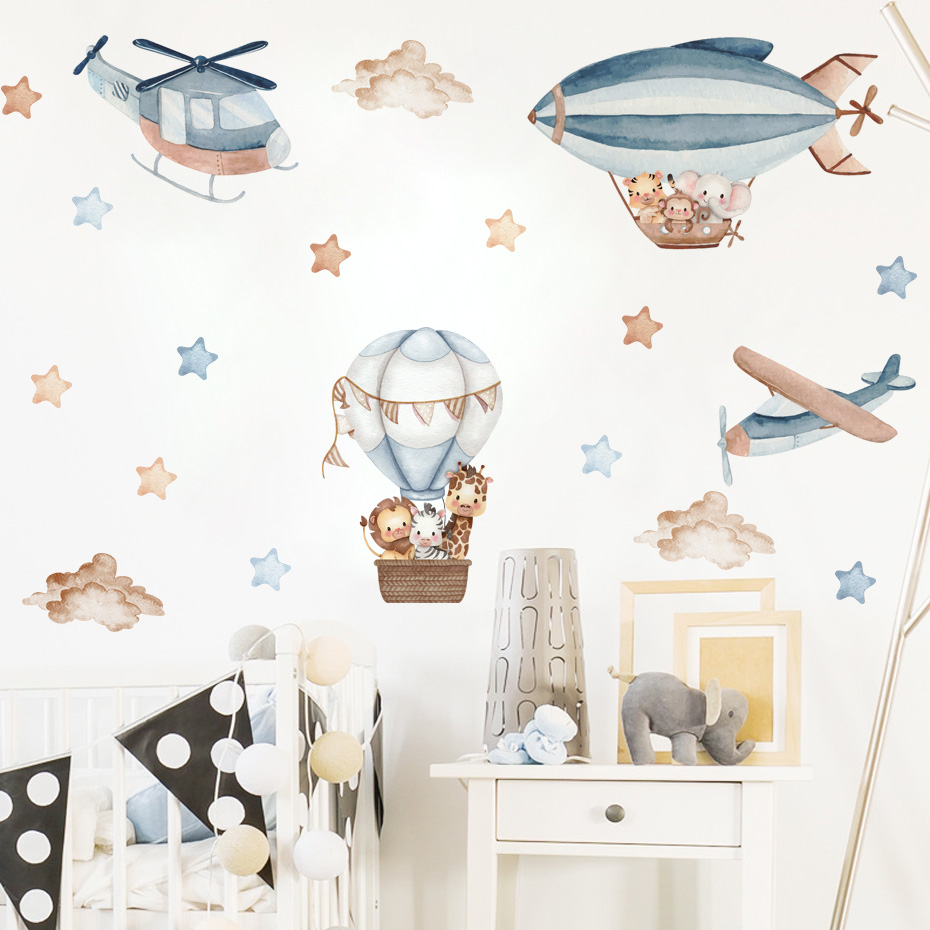 Aquarel Dieren Luchtballon Wol - Baby Nursery Design recensie en prijs