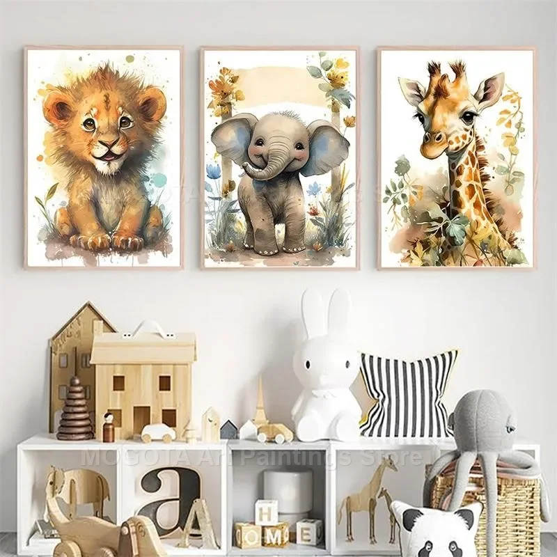 Aquarel Leeuw Giraffe Tijger O - Baby Nursery Pictures recensie en prijs