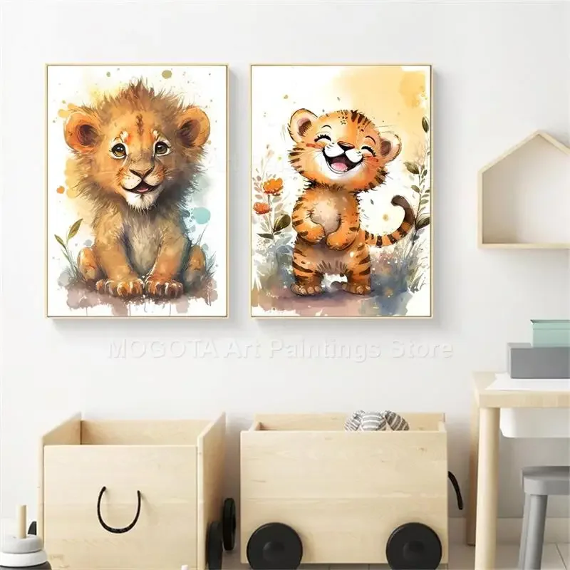 Aquarel Leeuw Giraffe Tijger O - Baby Nursery Pictures recensie en prijs