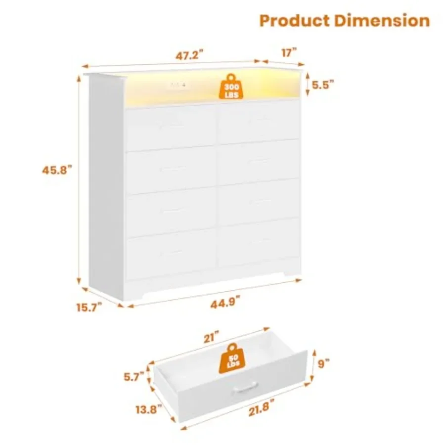 Dressoir met 8 lades, voorzien - Drawer Dresser White recensie en prijs