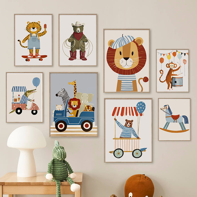 Grappige cartoon dieren auto b - Baby Nursery Pictures recensie en prijs