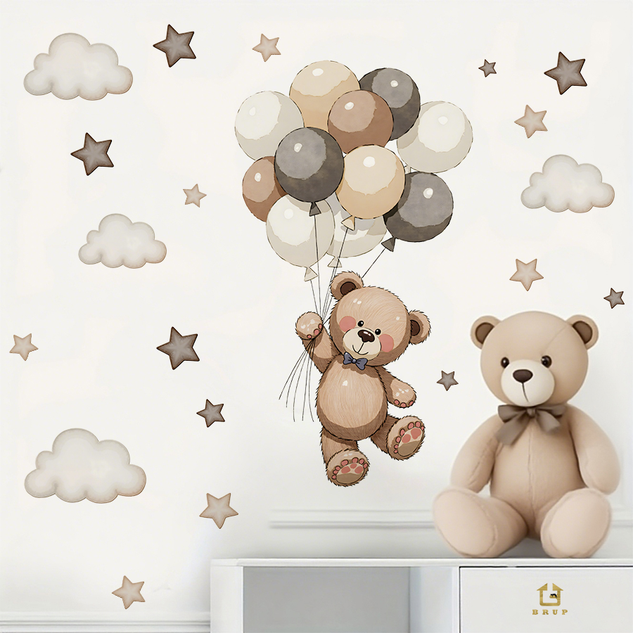 Schattige teddybeer muursticke - Baby Nursery Design recensie en prijs
