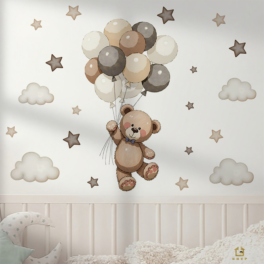 Schattige teddybeer muursticke - Baby Nursery Design recensie en prijs