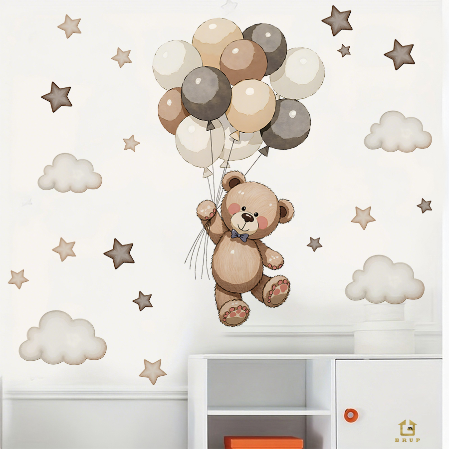 Schattige teddybeer muursticke - Baby Nursery Design recensie en prijs