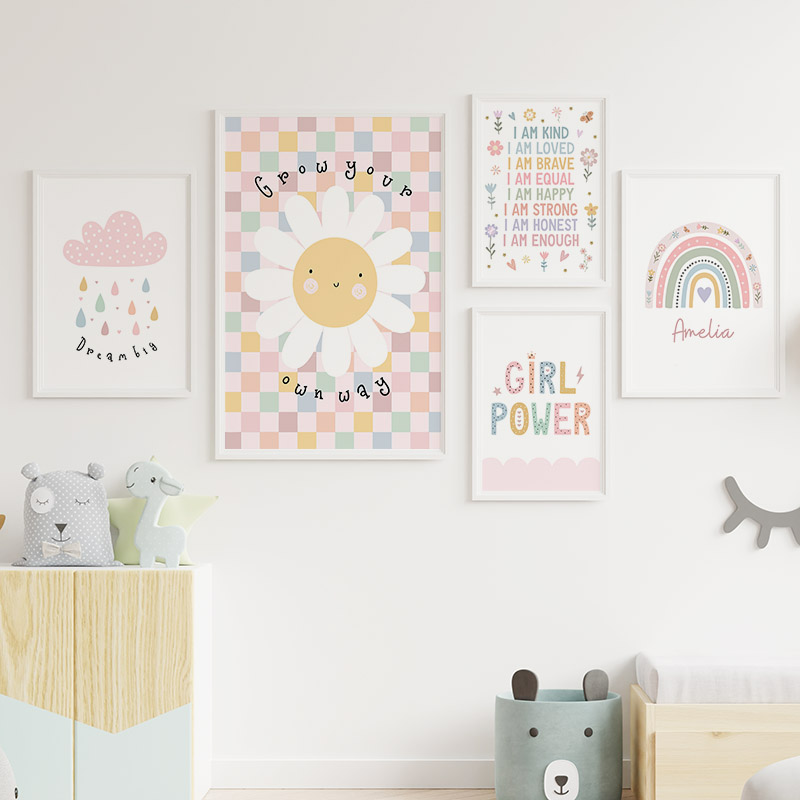 Zon Bloem Regenboog Wolk Hart  - Baby Nursery Pictures recensie en prijs