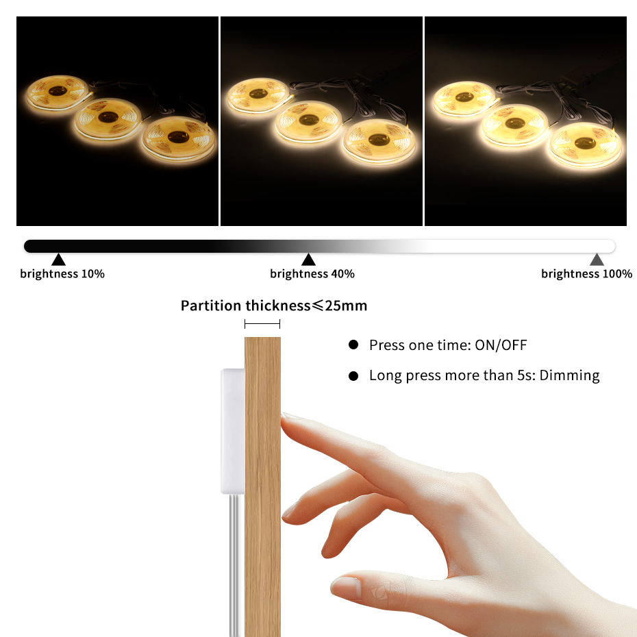 24V COB LED-strip met EU/US/AU - Drawer Dresser White recensie en prijs